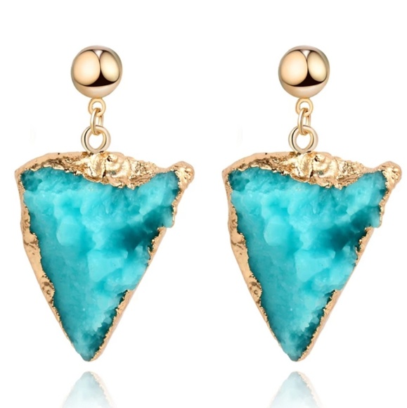 Jewelry - Druzy aguta drusy earring blue turquoise